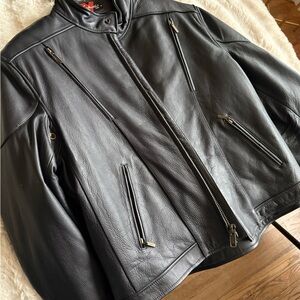 Men's Black Leather Performance Jacket